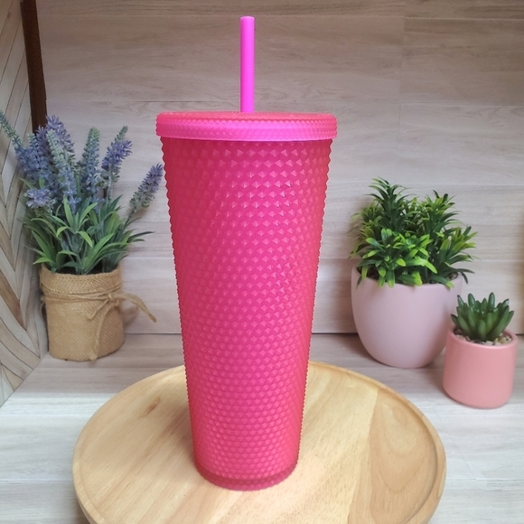 💕Starbucks Barbie Fall 2021 Hot Pink Jelly Barbie Studded Tumbler Cold Cup - Picture 3 of 5